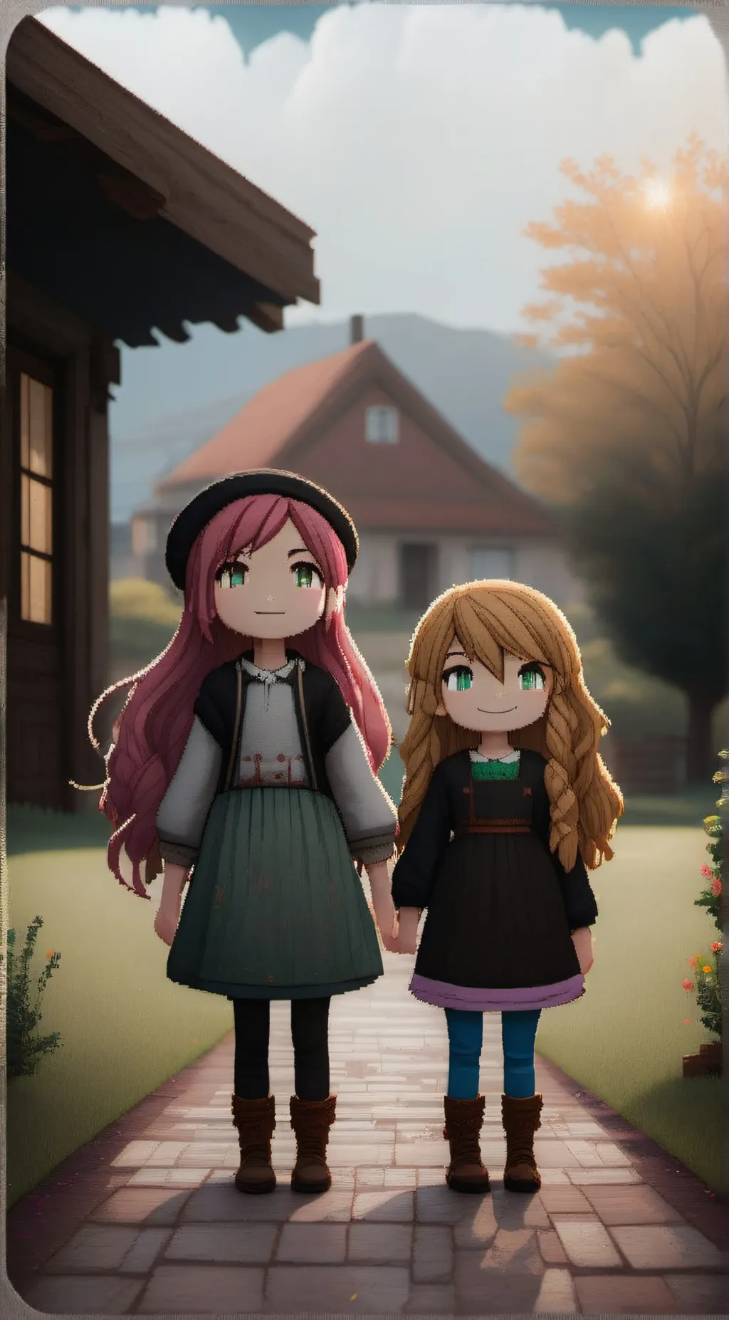 ai character: rainbow and gold  background