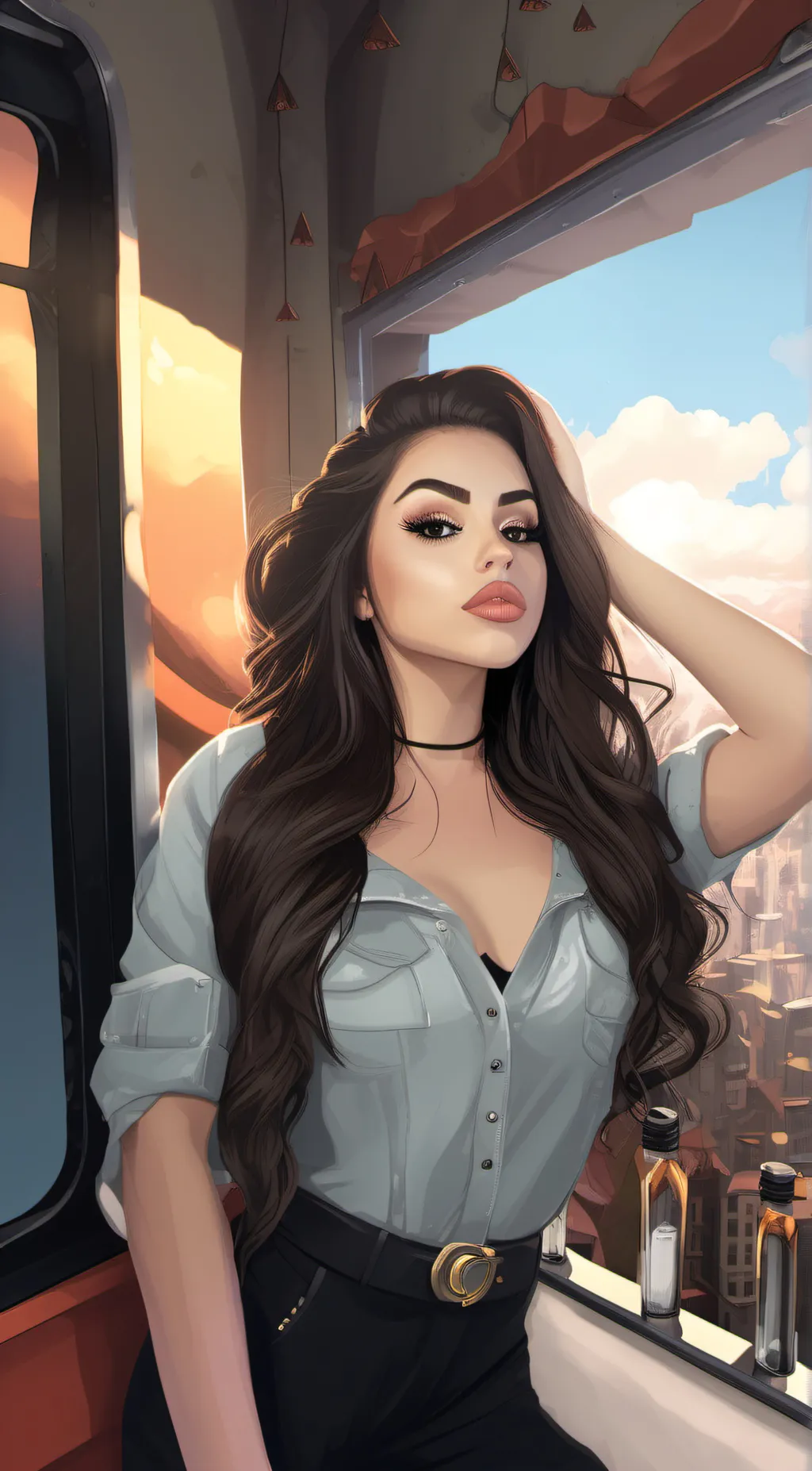 ai character: Maggie Lindemann background