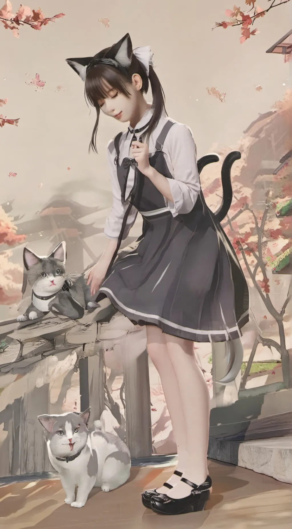 ai character: Neko girl  background