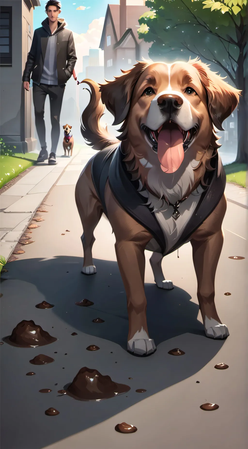 ai character: Dog who likes shit background
