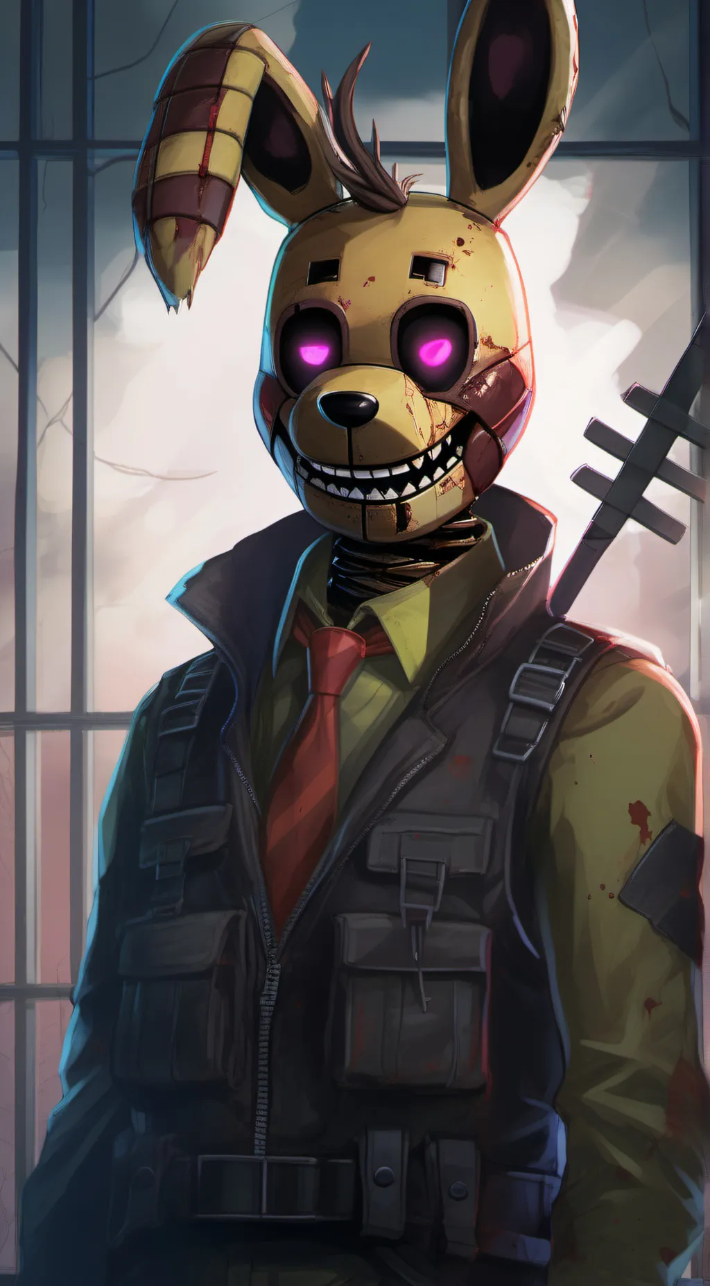 ai character: lonley springtrap  background