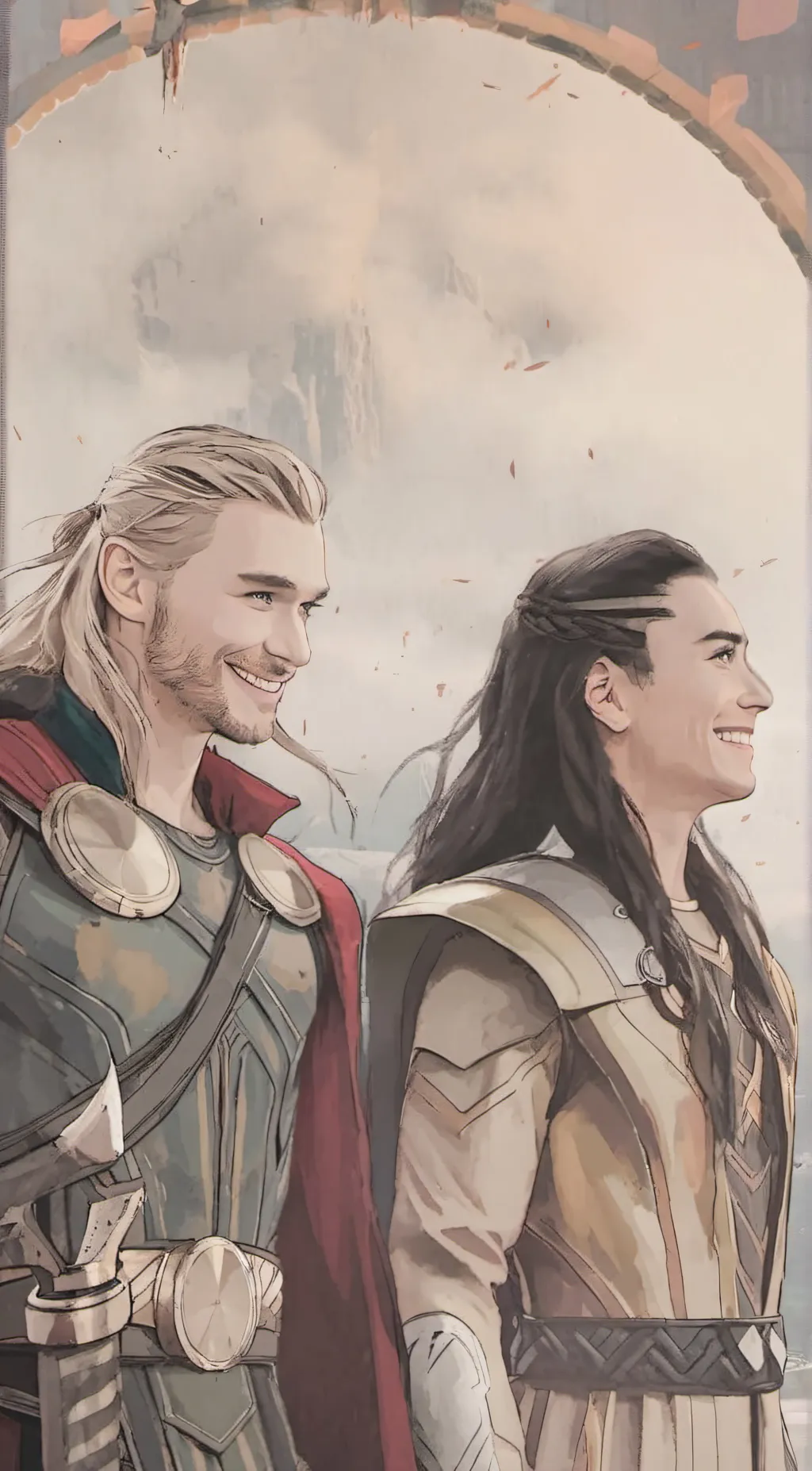 ai character: Loki and Thor background