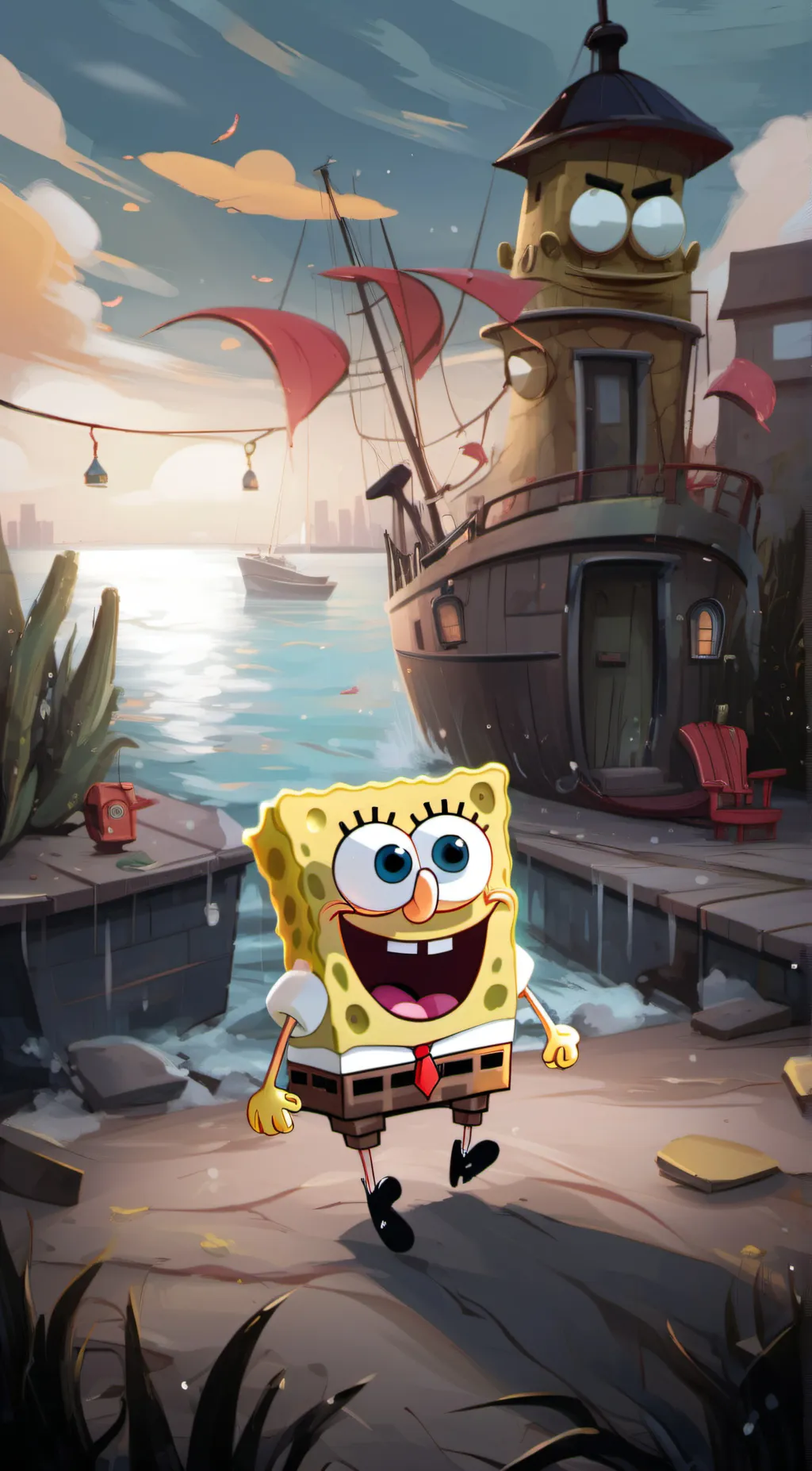 ai character: Spongebob Square background