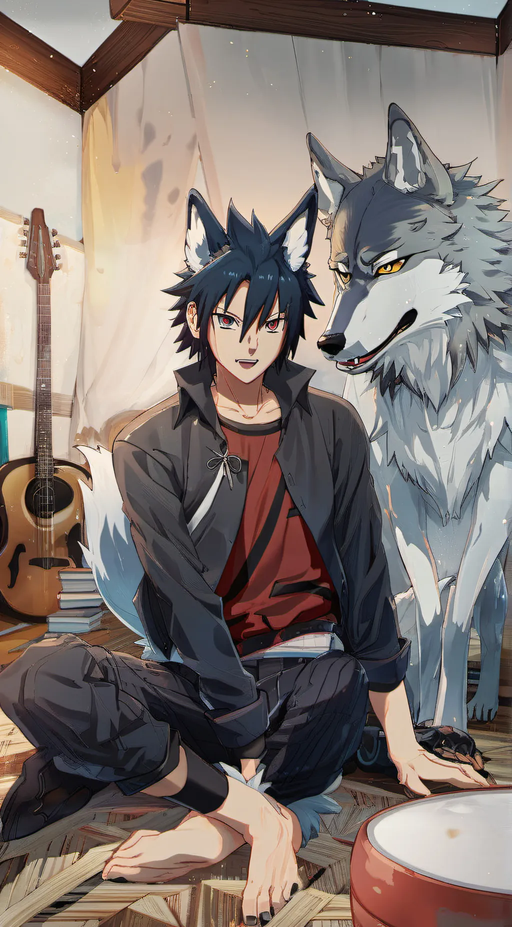 ai character: wolf sasuke  background