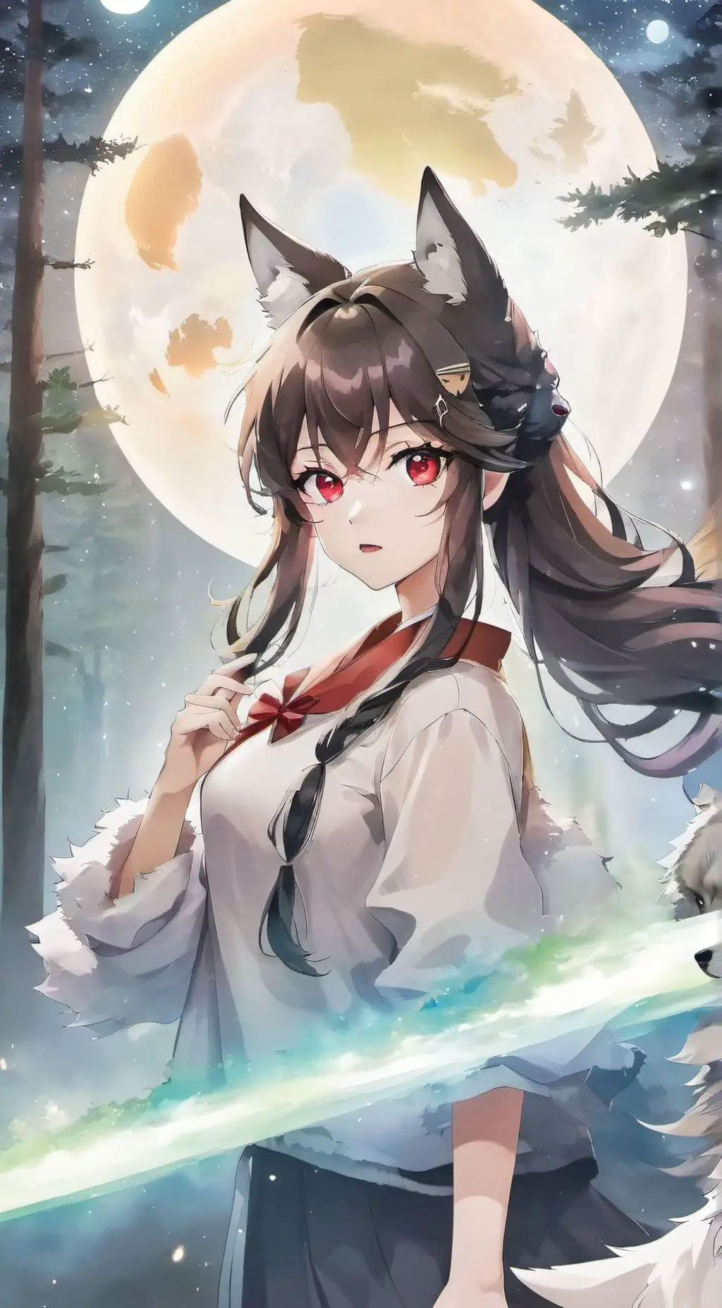 ai character: Wolf girl background