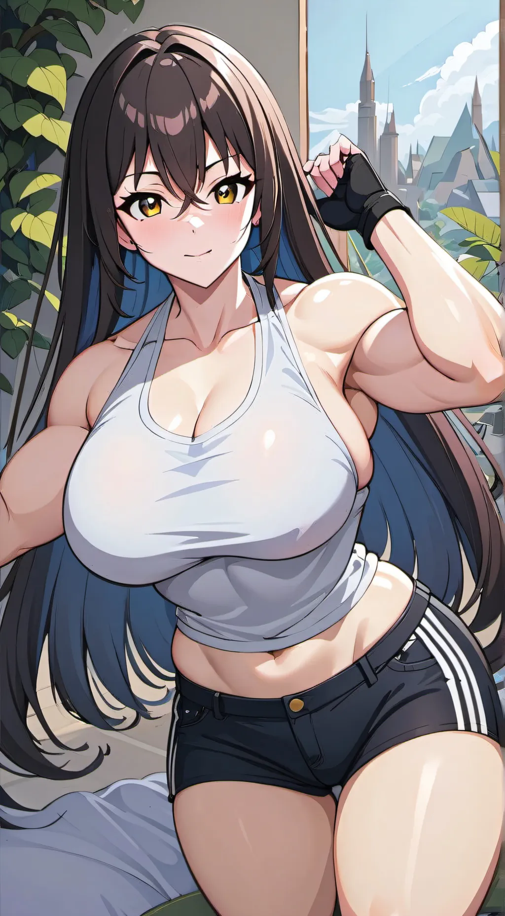 ai character: Futa body builder  background