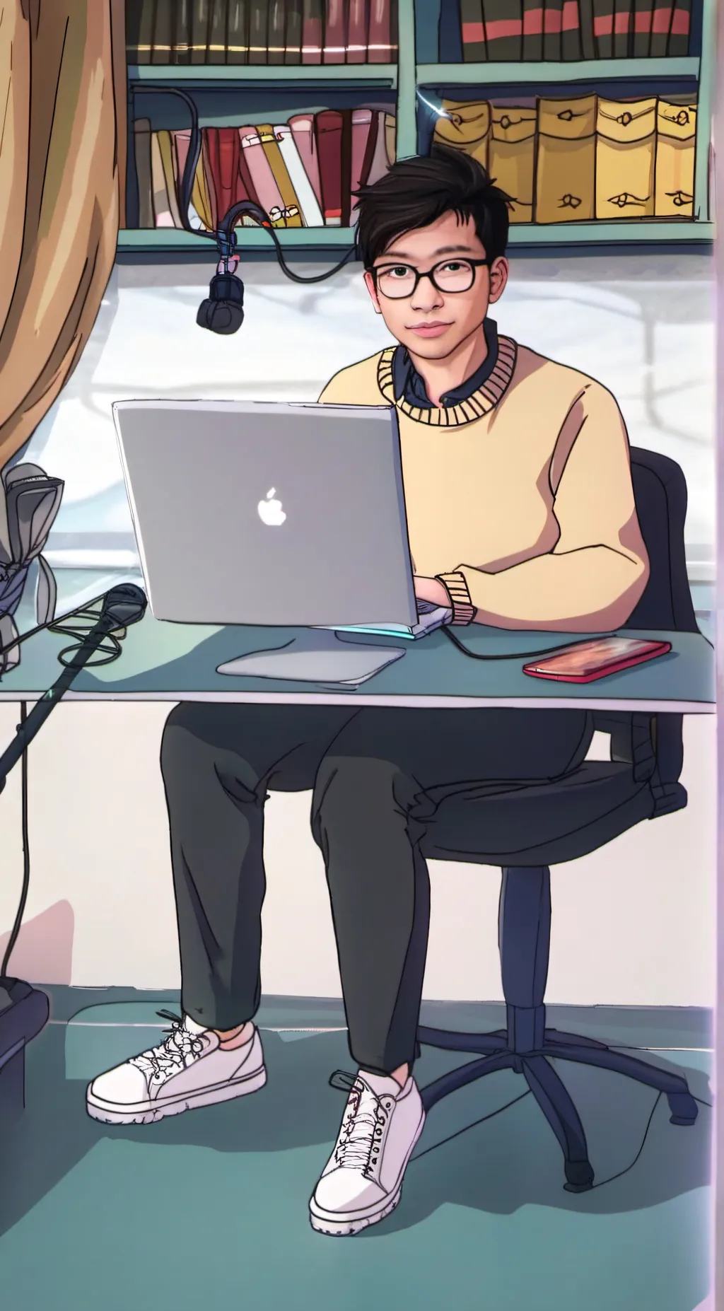 ai character: Alan Becker. background