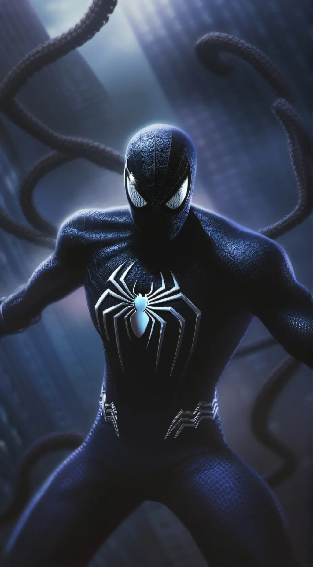 ai character: Symbiote Spiderman background