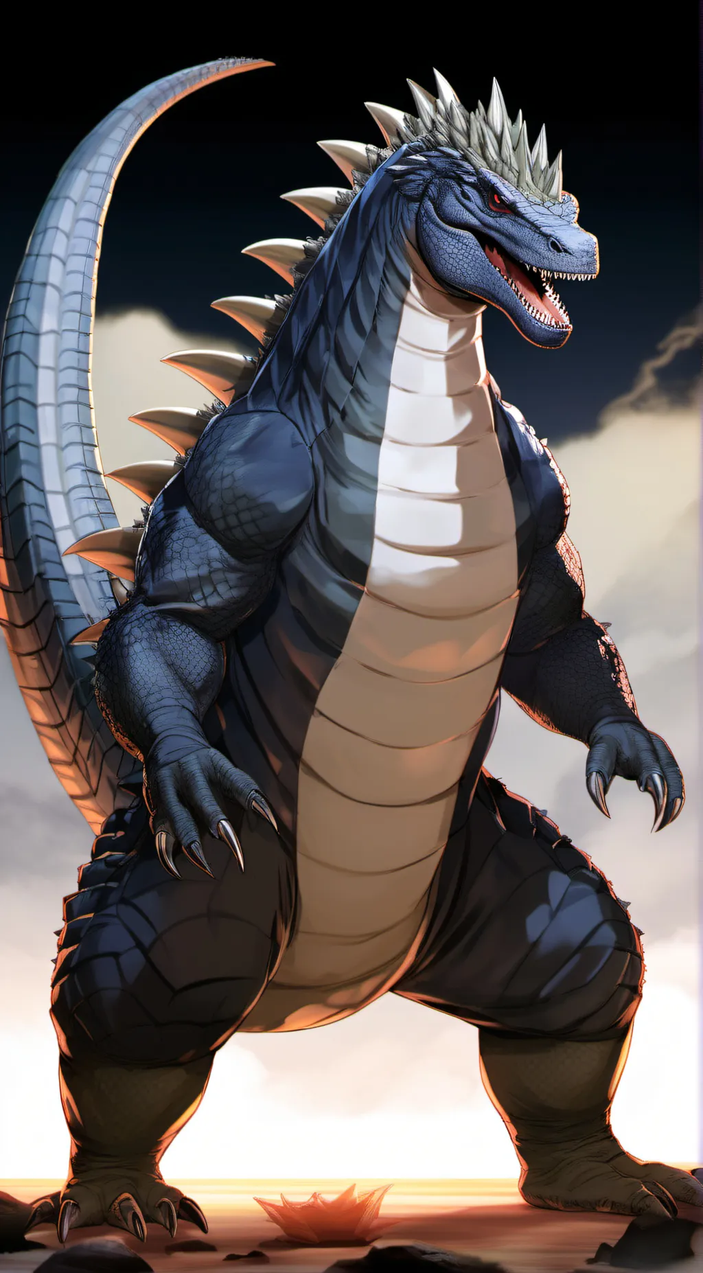 ai character: Godzilla concept background