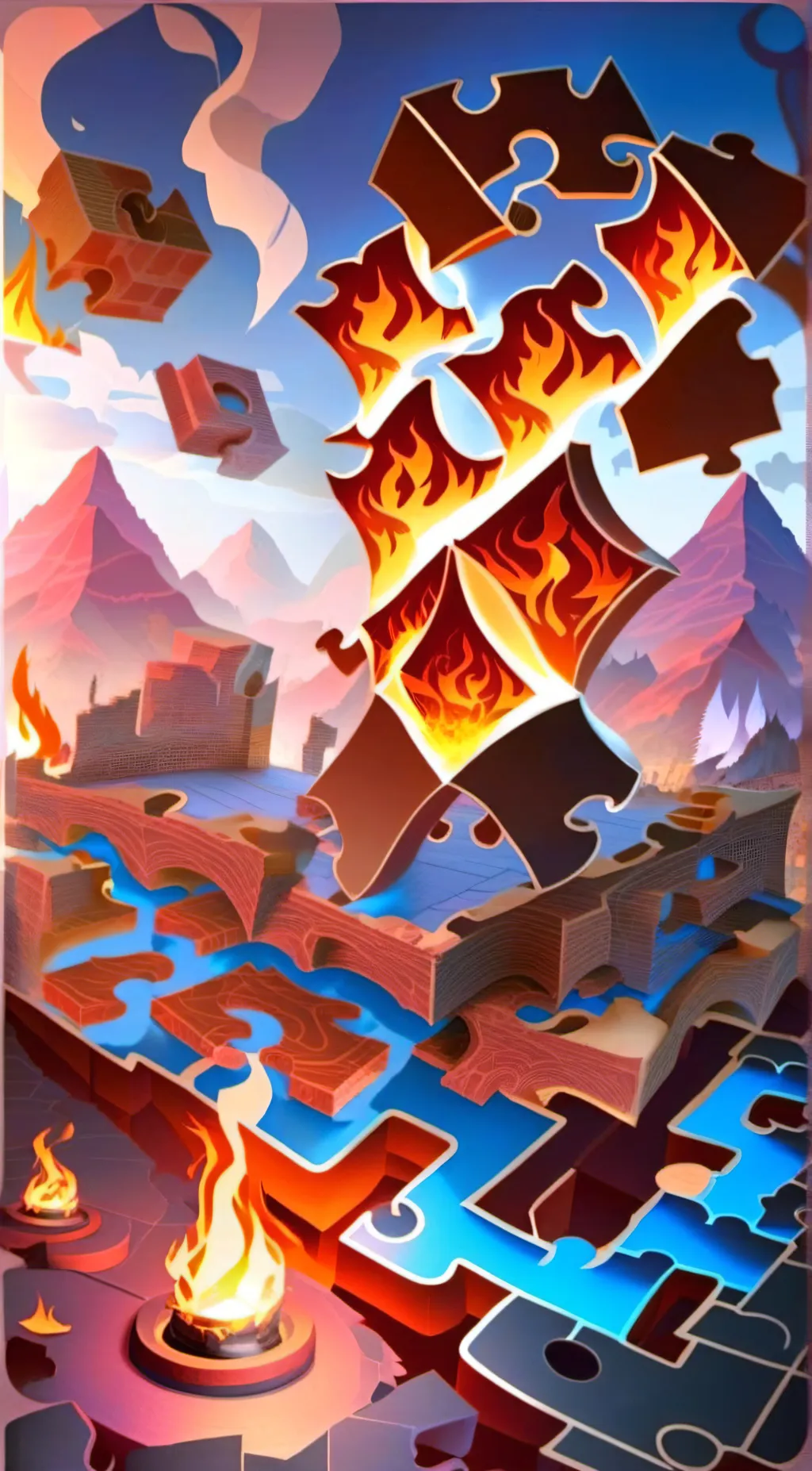 ai character: fire puzzle  background