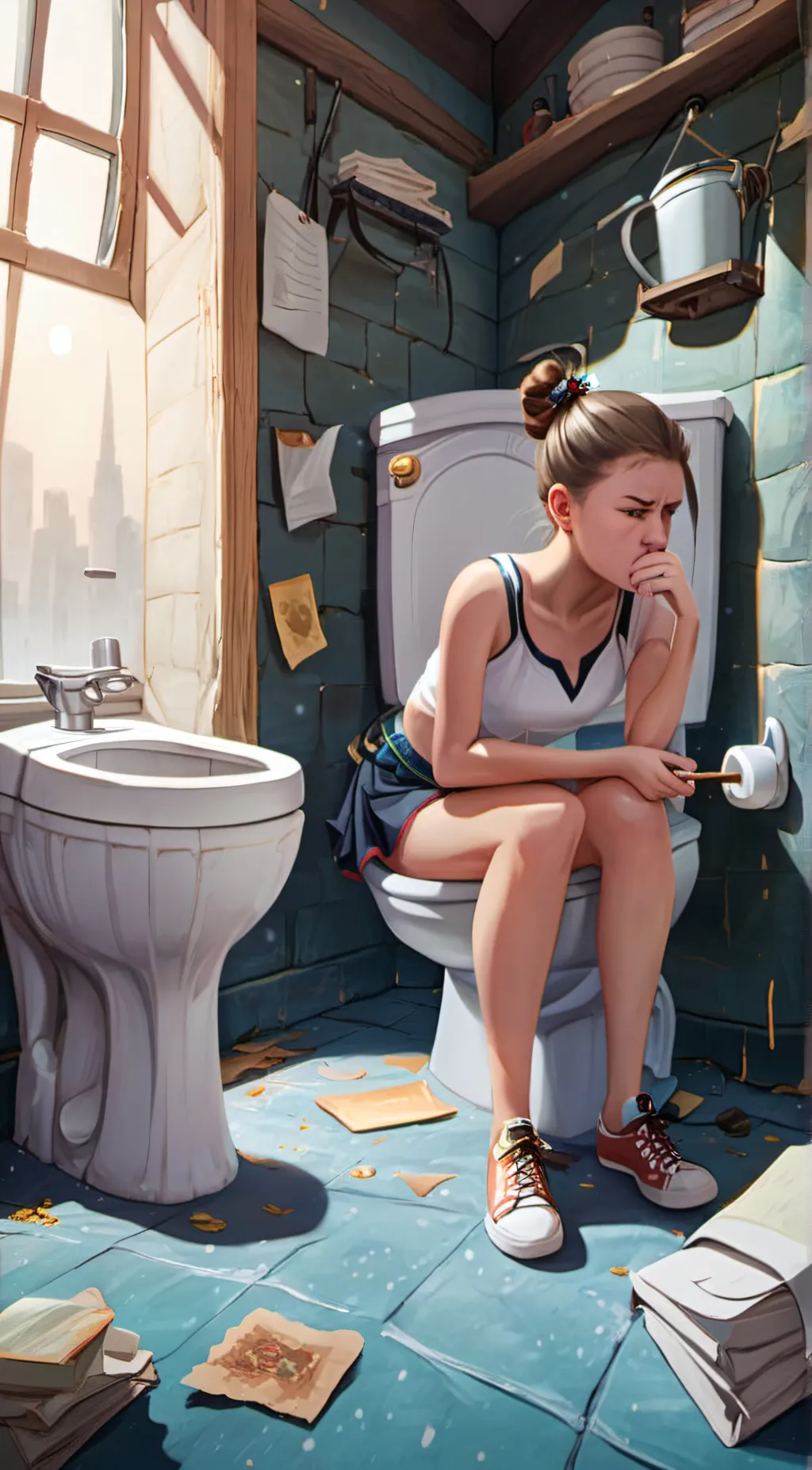 ai character: Sick girl background
