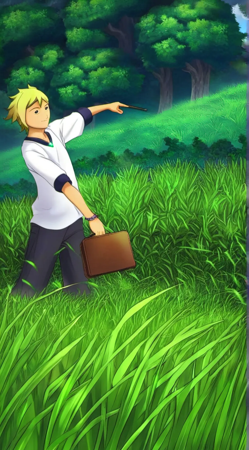 ai character: grass background