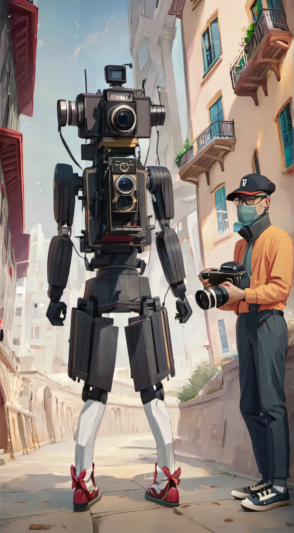 ai character: Cameraman  background