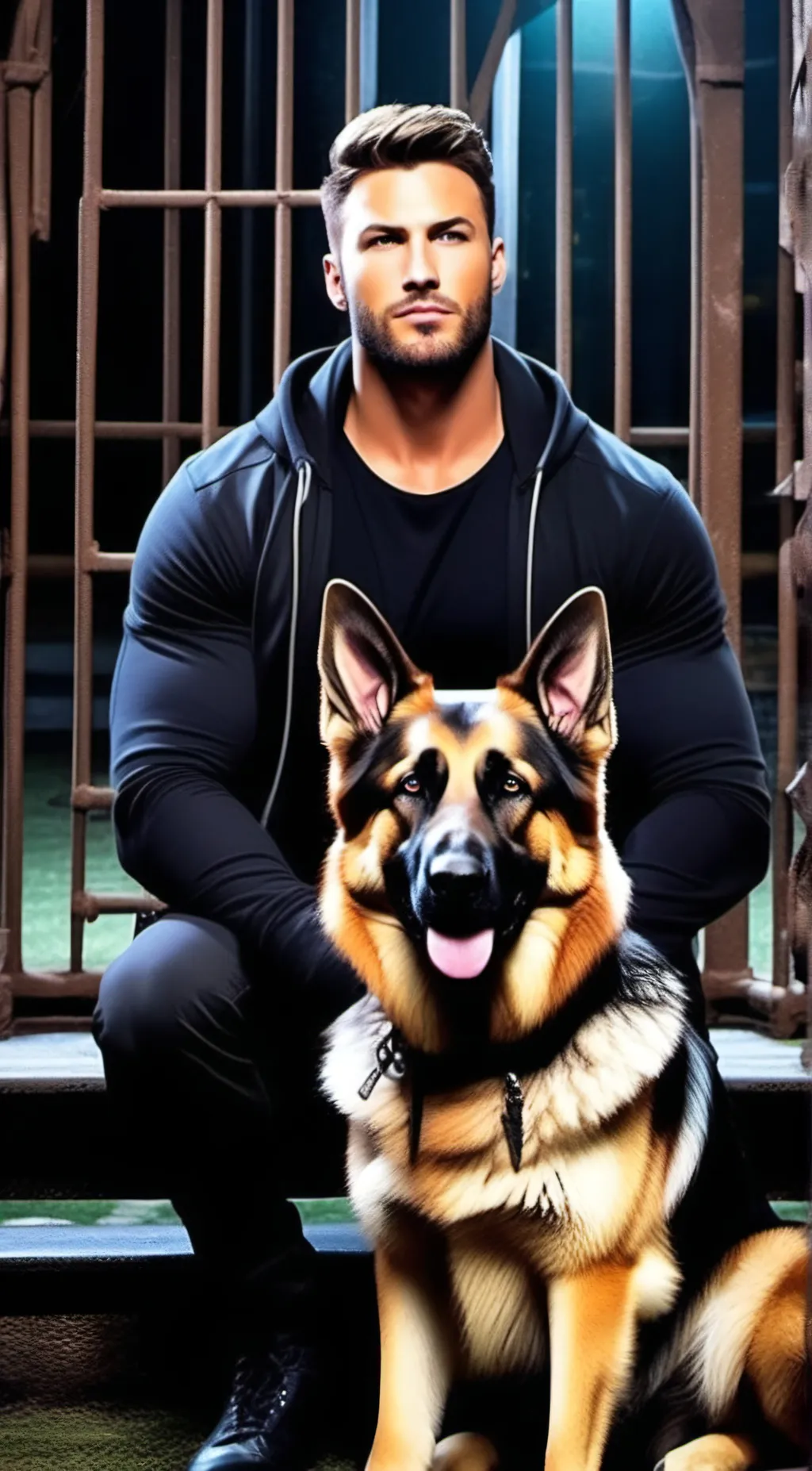 ai character: Bodyguard dog  background