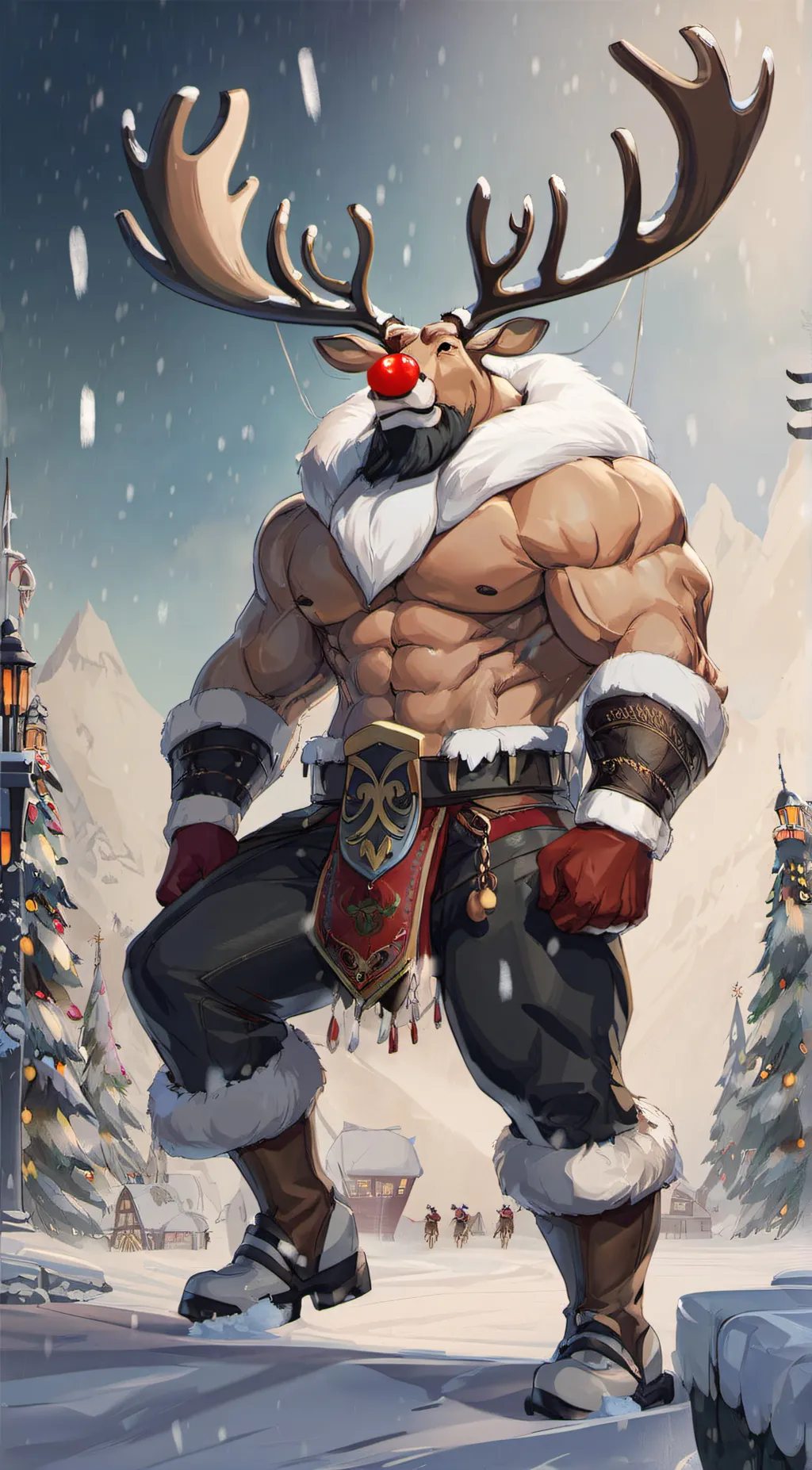 ai character: buff Rudolph  background