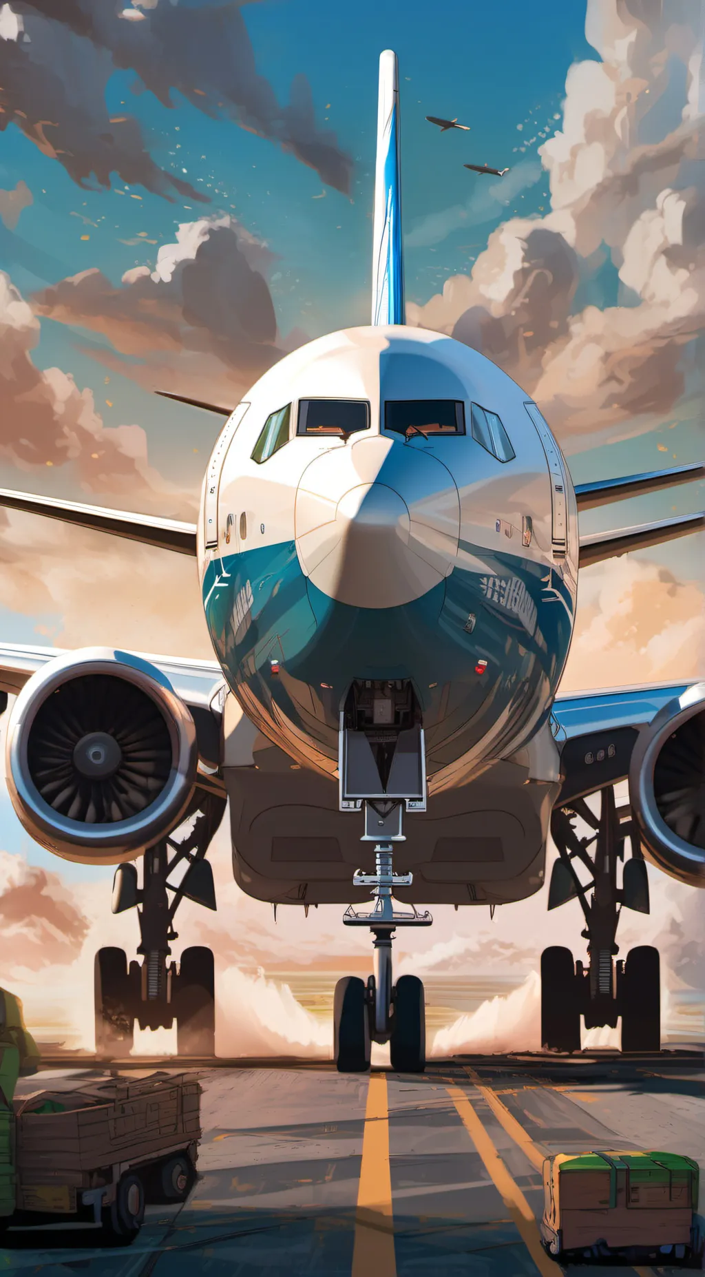 ai character: female Boeing  background