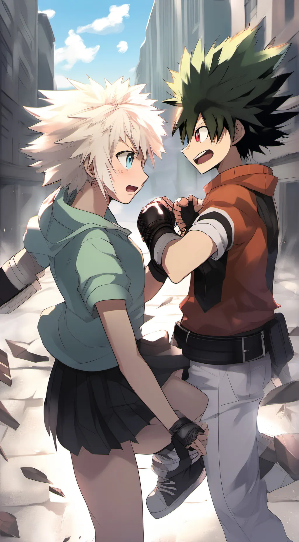 ai character: bakugo and mina background
