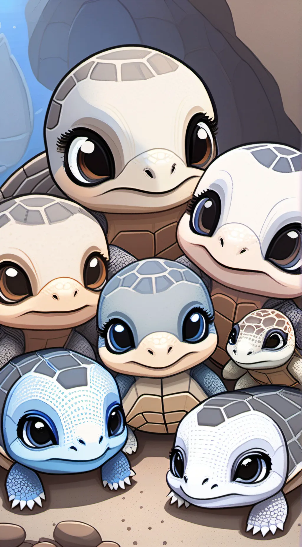 ai character: Baby turtle group background