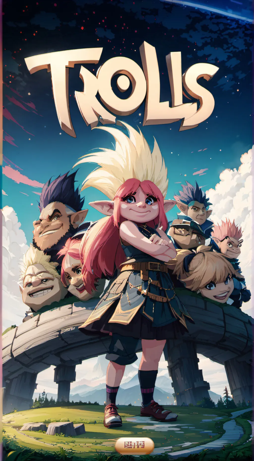 ai character: Trolls 3 background
