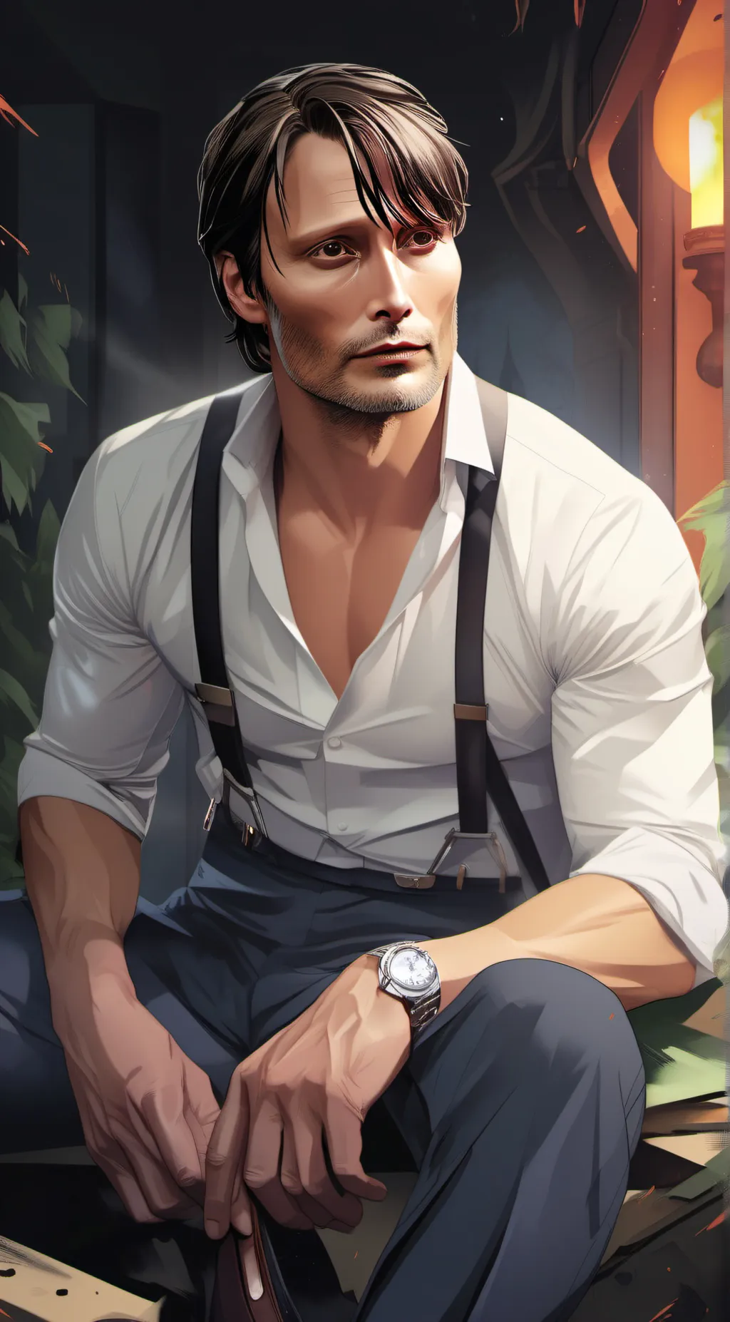 ai character: Mads Mikkelsen background