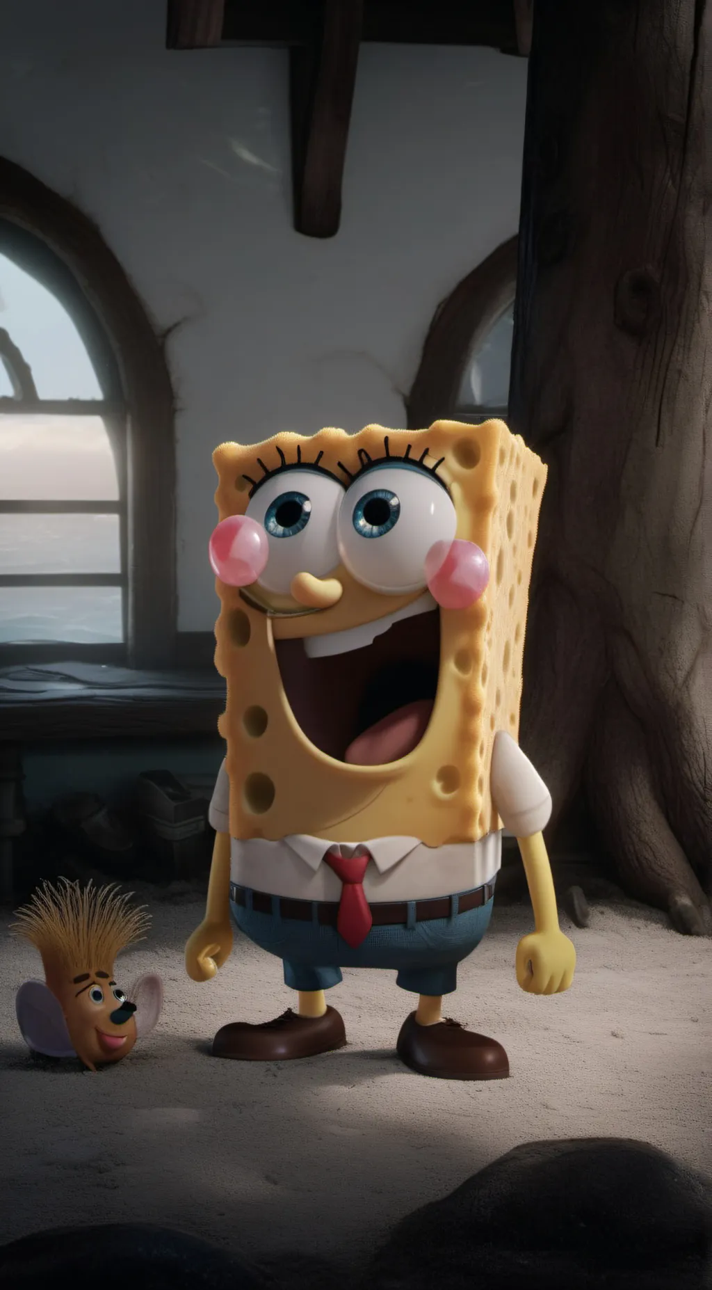 ai character: SpongeBob. background