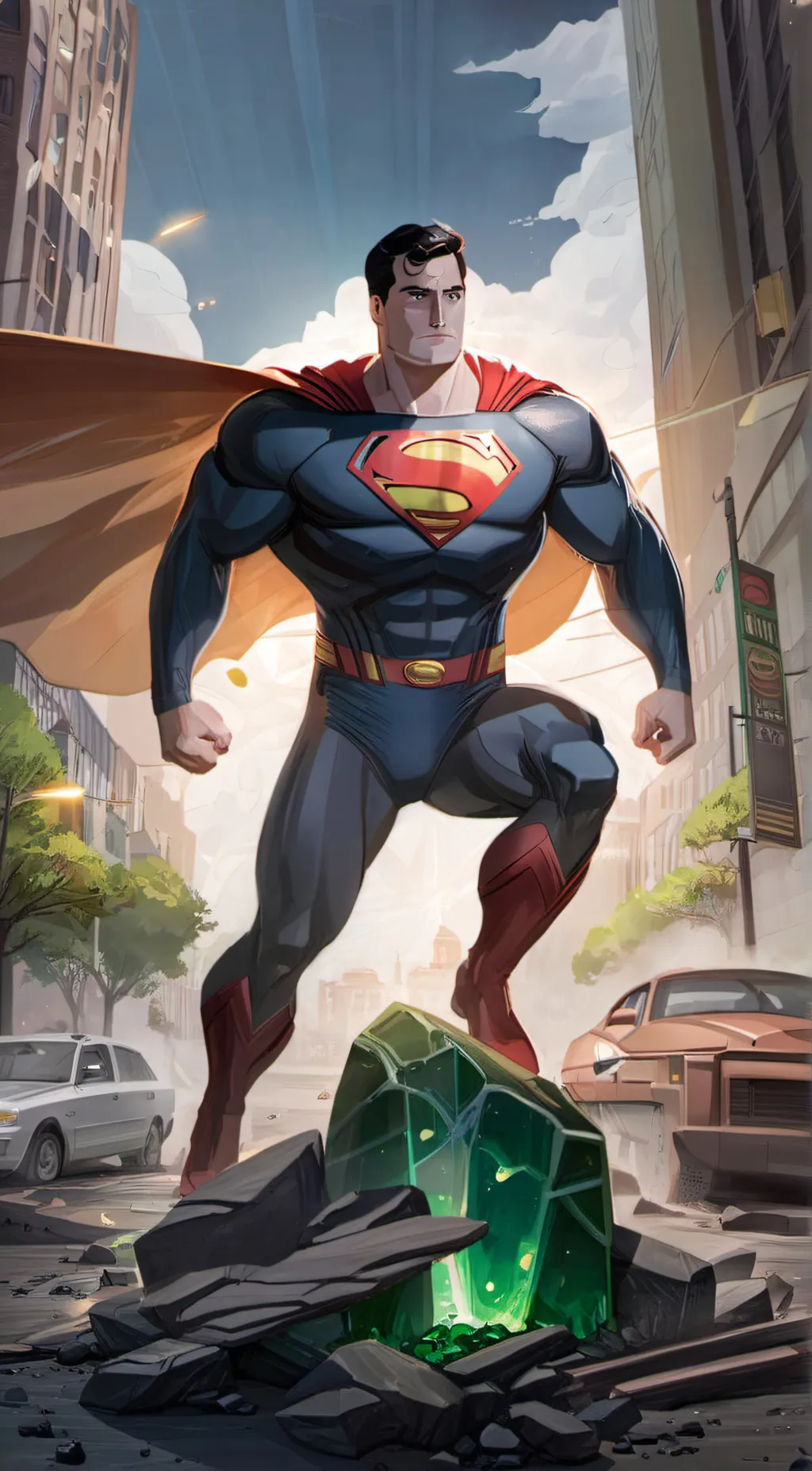ai character: superman  background
