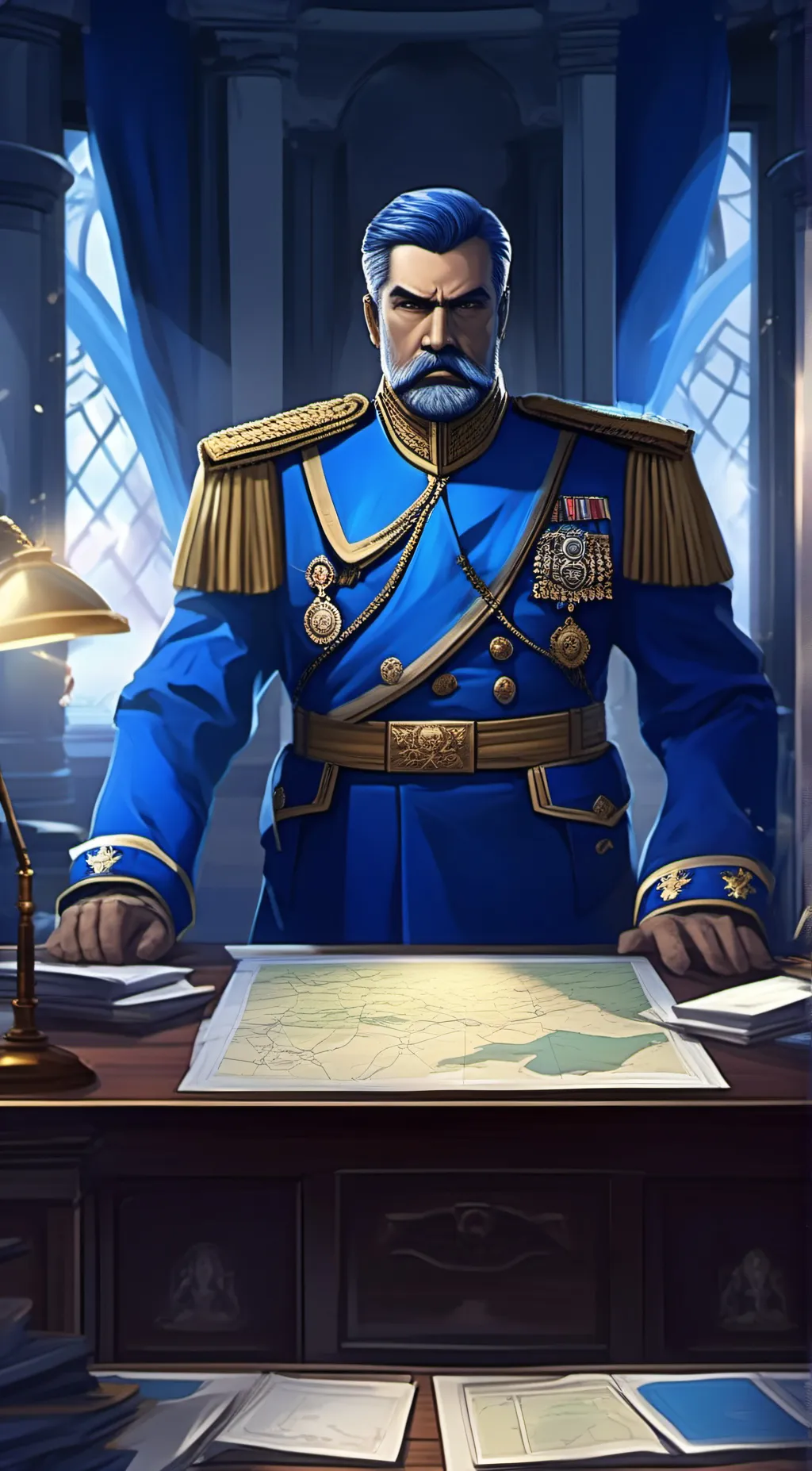 ai character: Blue General  background