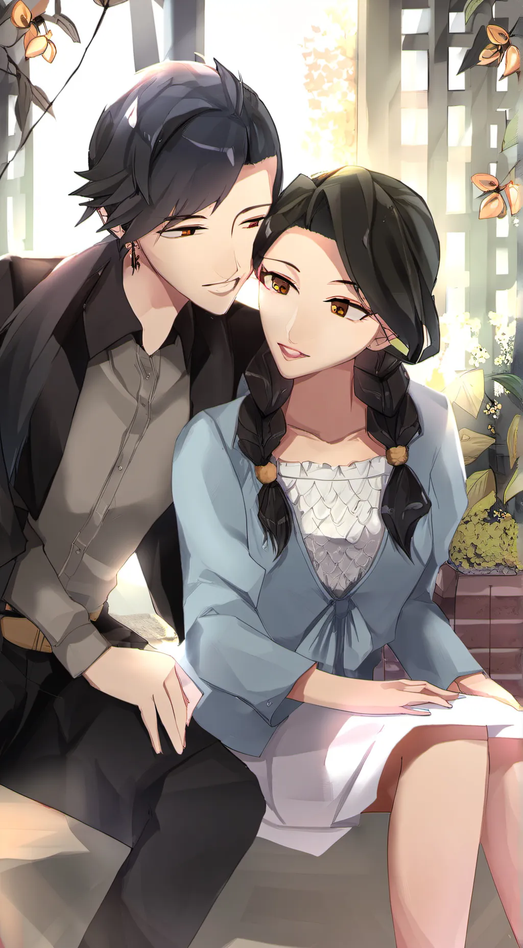 ai character: Ahi,koi,and anji  background