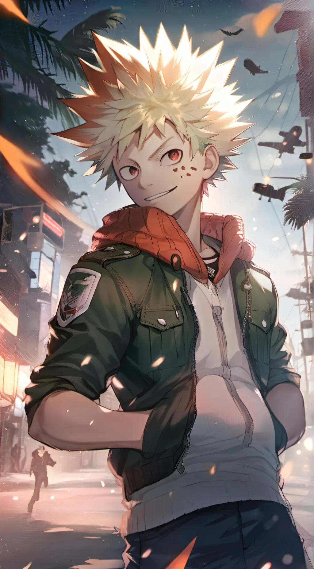 ai character: Bakugo Katsuki background