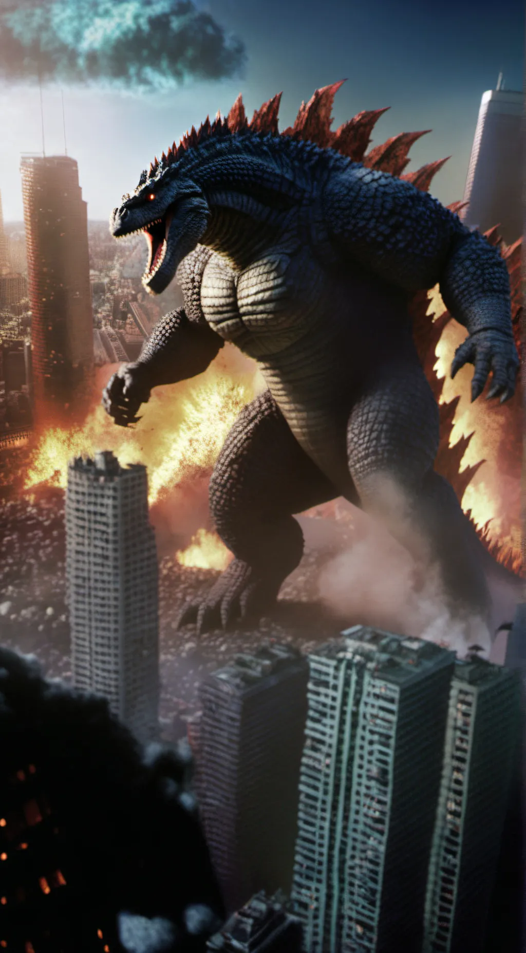 ai character: legendary godzilla background