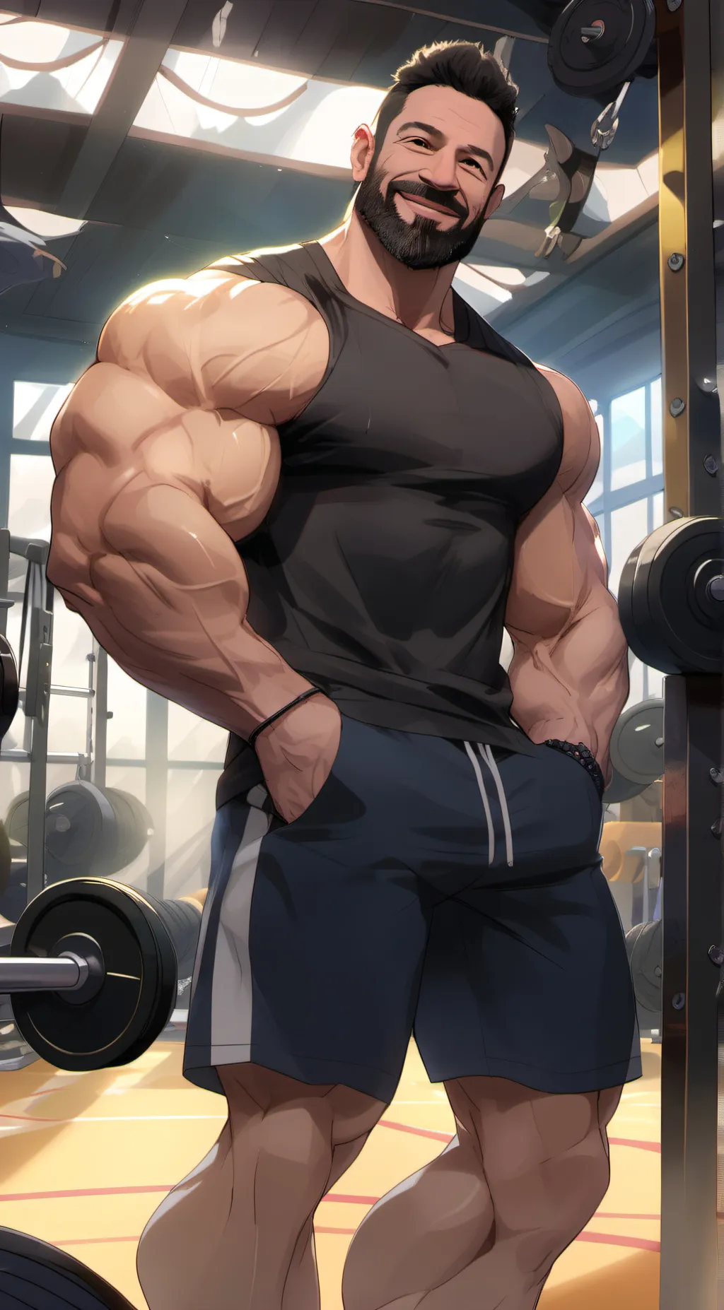 ai character: Bara gym bro background