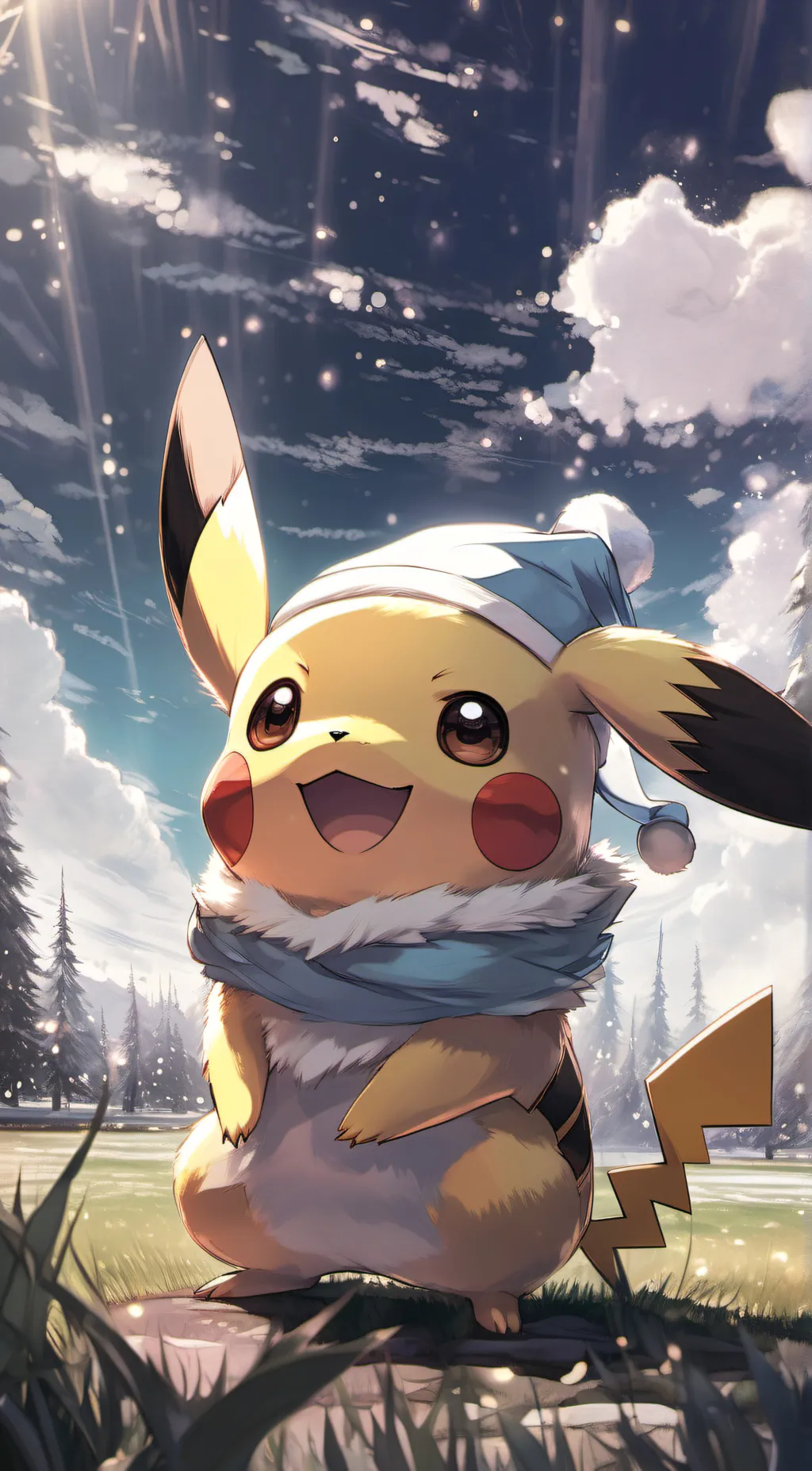 ai character: (Christmas)Pikachu background