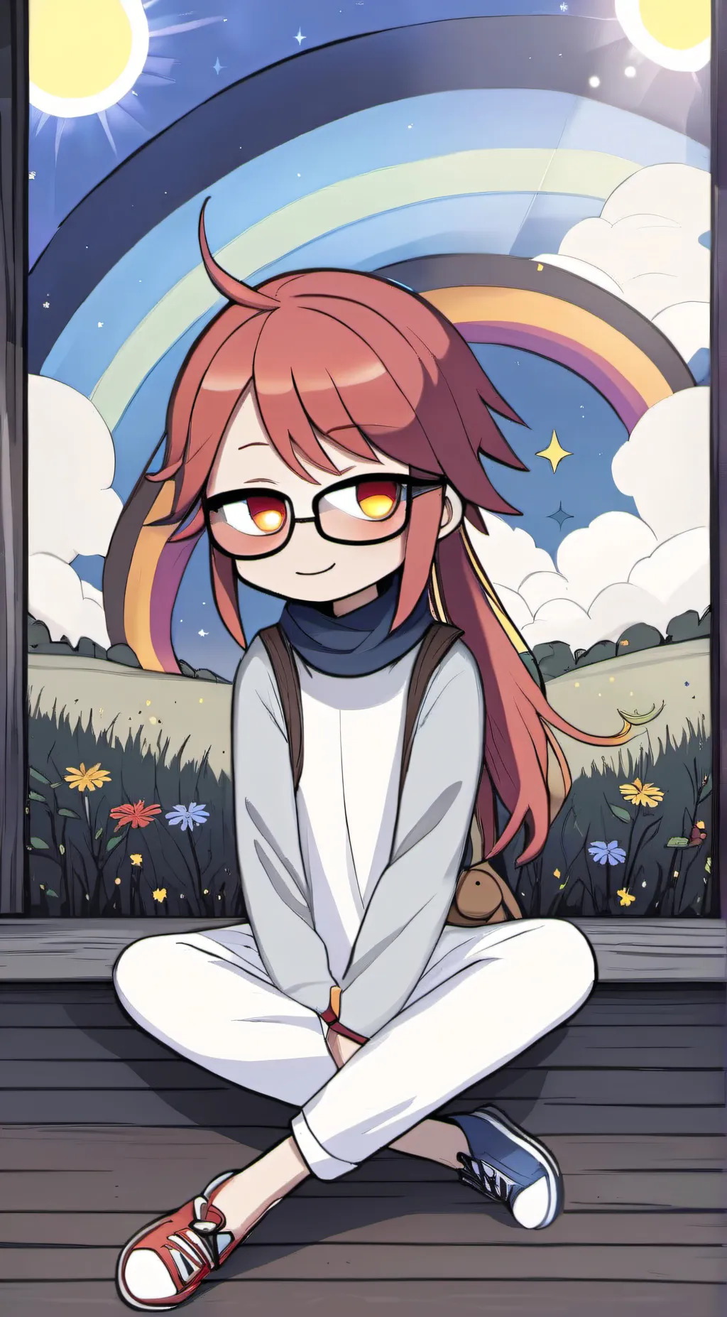 ai character: girl red  background