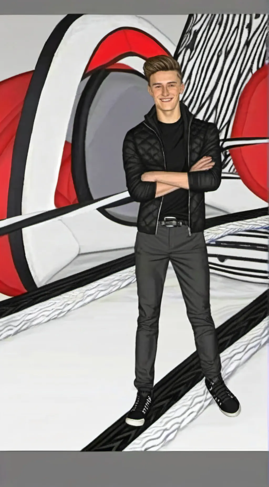 ai character: Theo Pourchaire  background