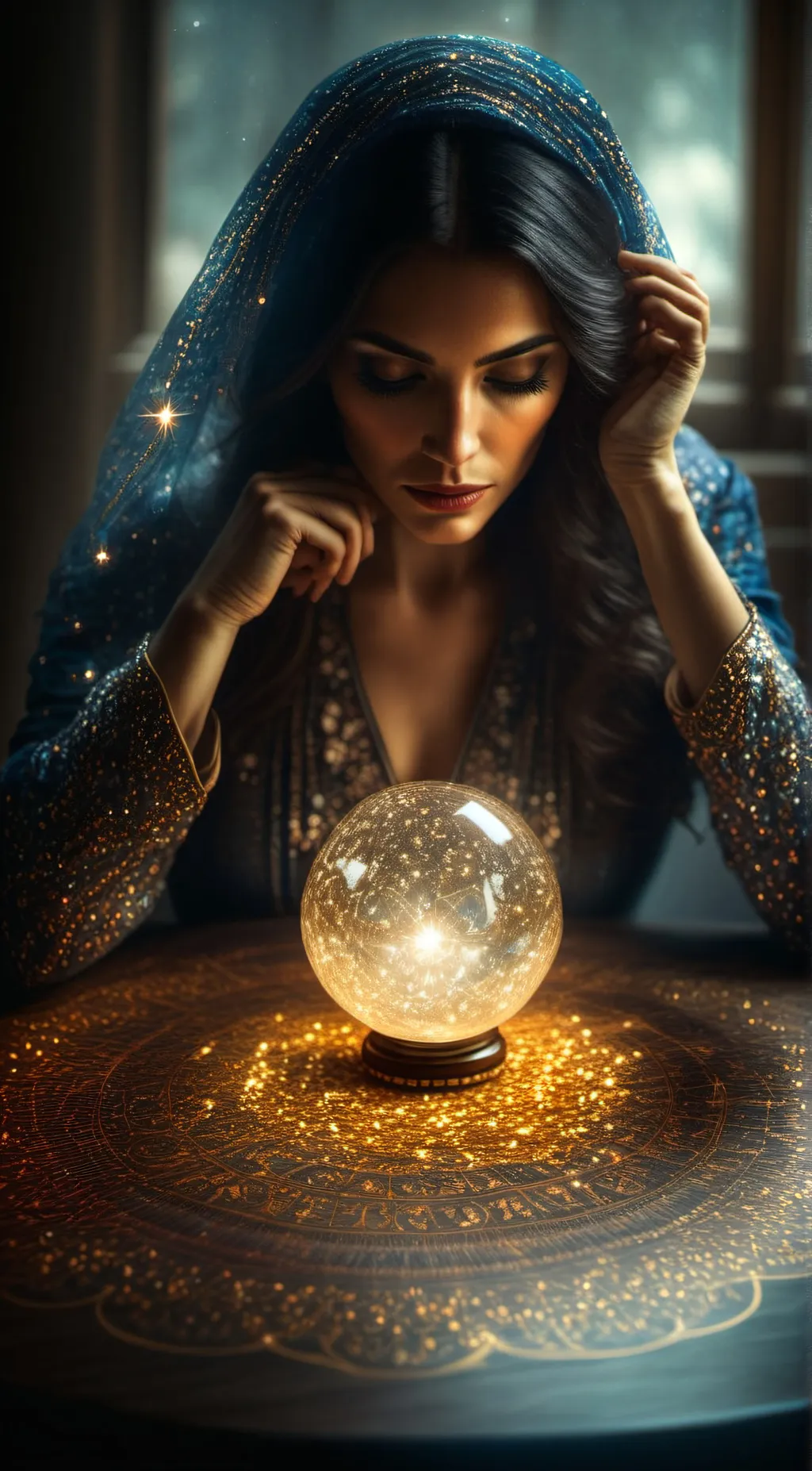 ai character: Fortune teller  background