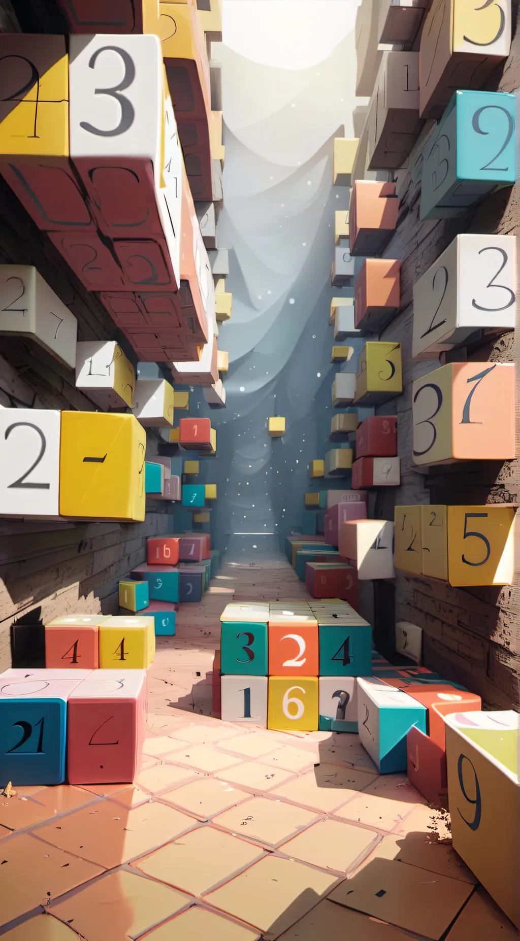 ai character: 7 number blocks   background