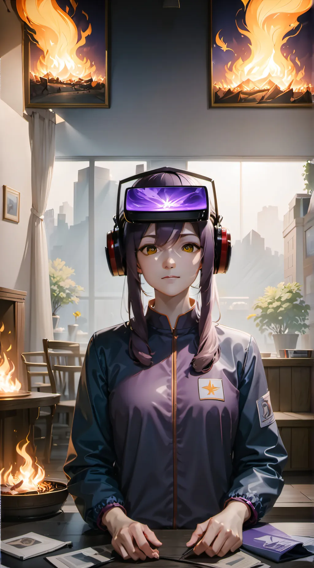 ai character: tv woman  background