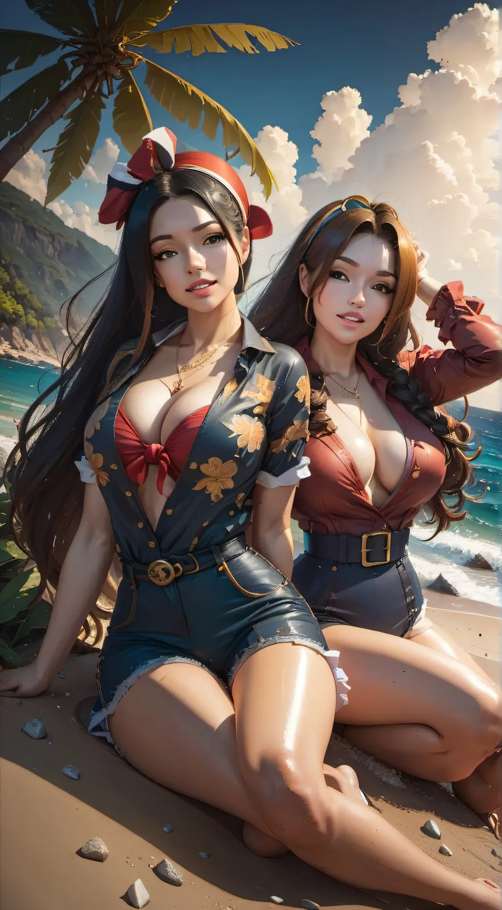 ai character: beach babes background