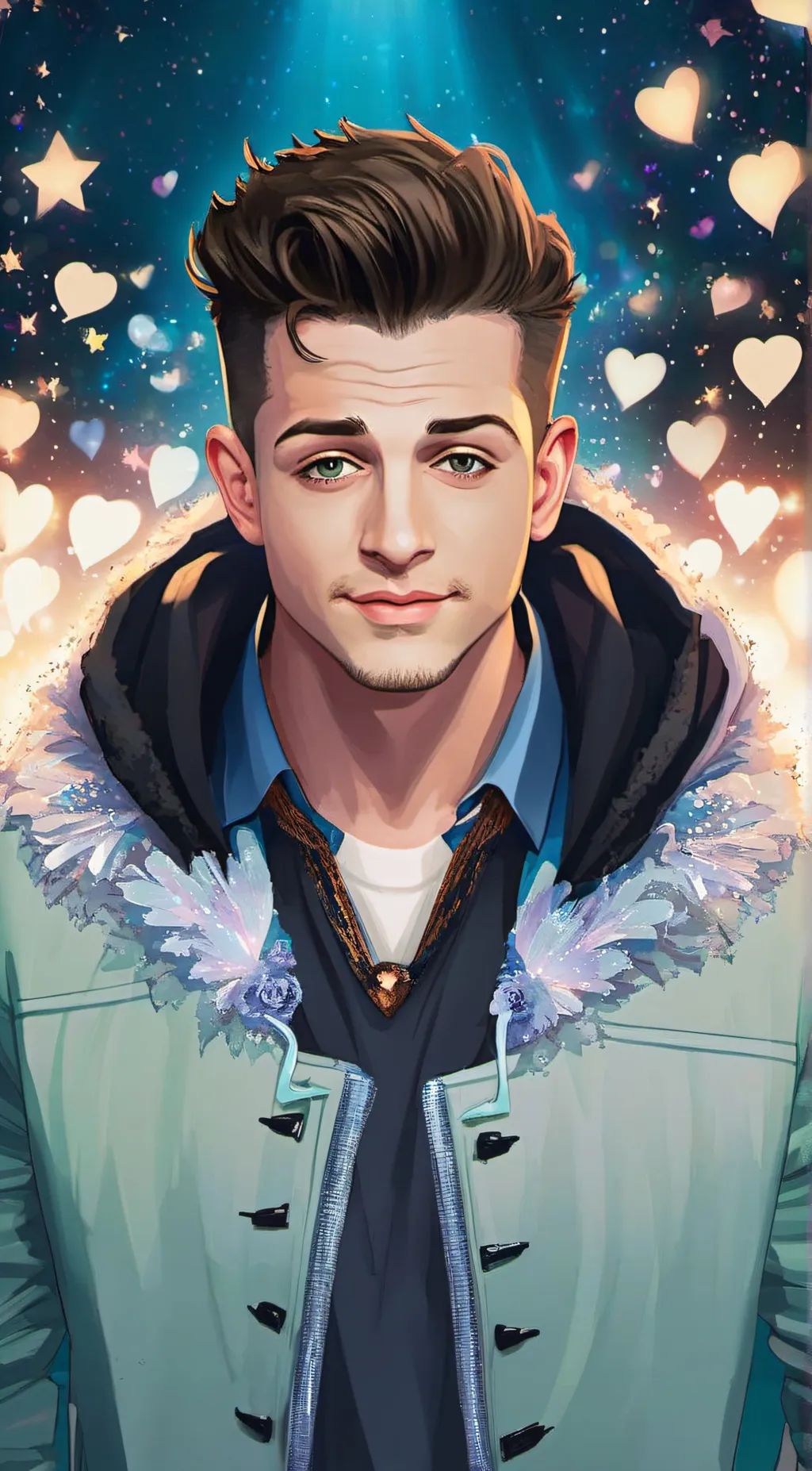 ai character: Charlie puth  background