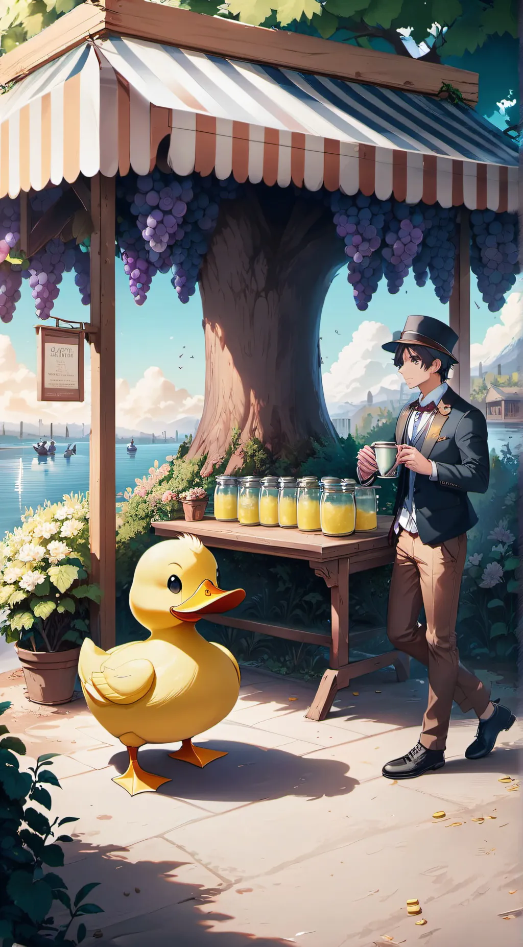 ai character: duck  background