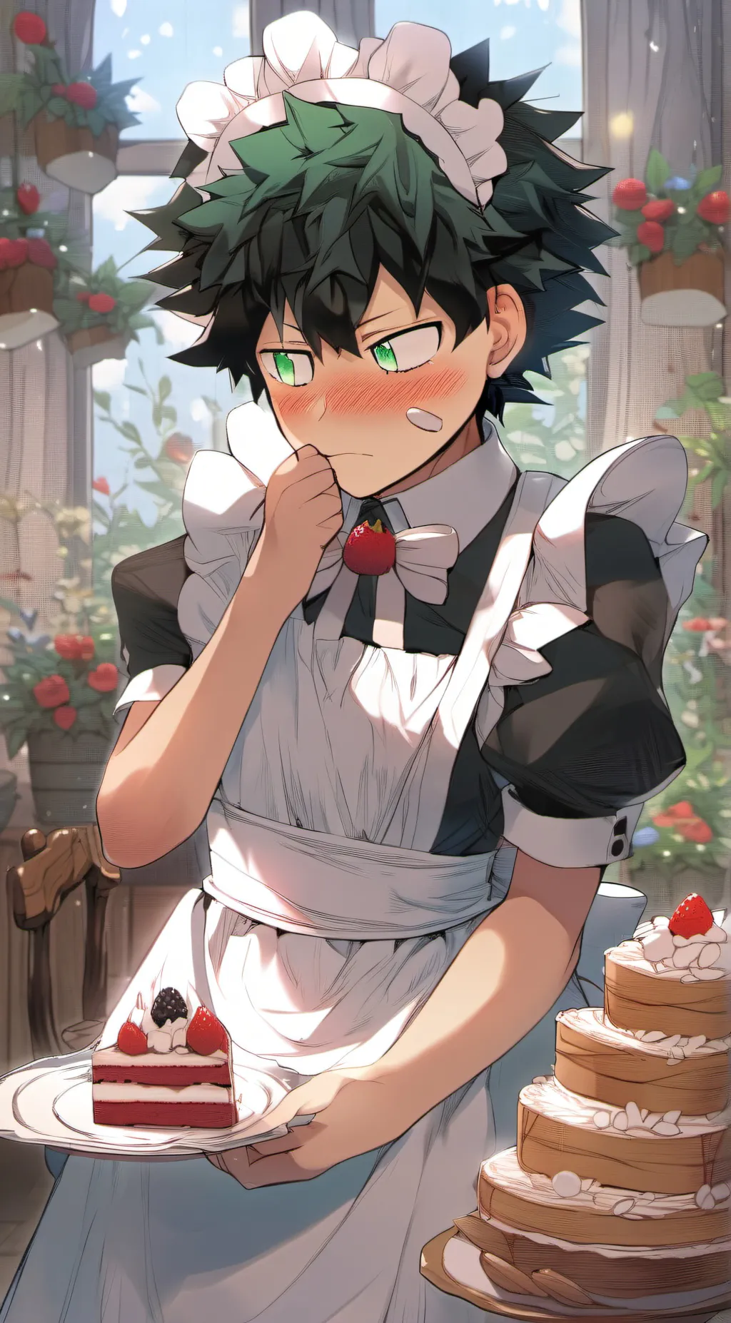 ai character: Deku maid dress! background