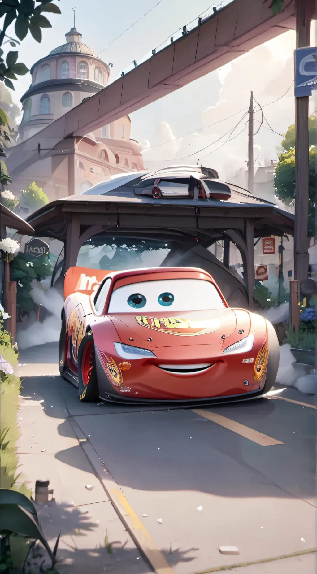 ai character: Lighting Mcqueen  background