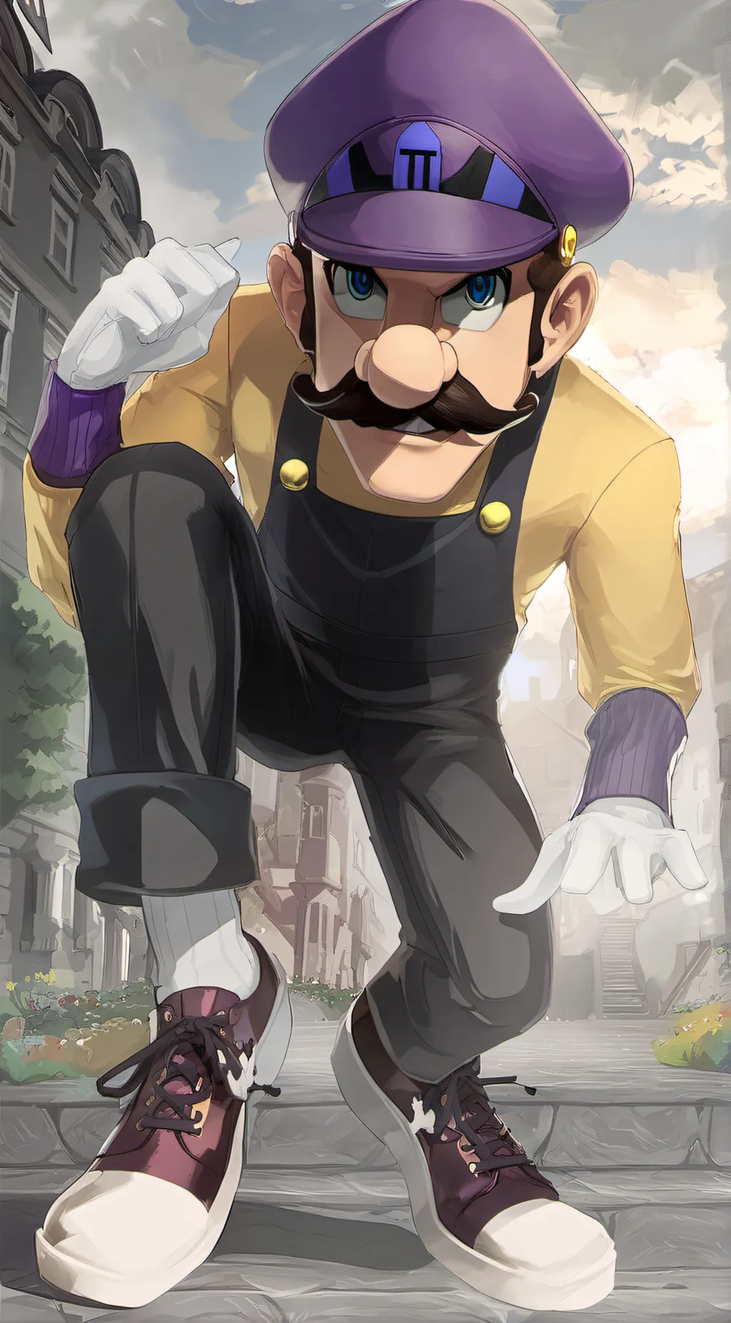 ai character: Waluigi  background