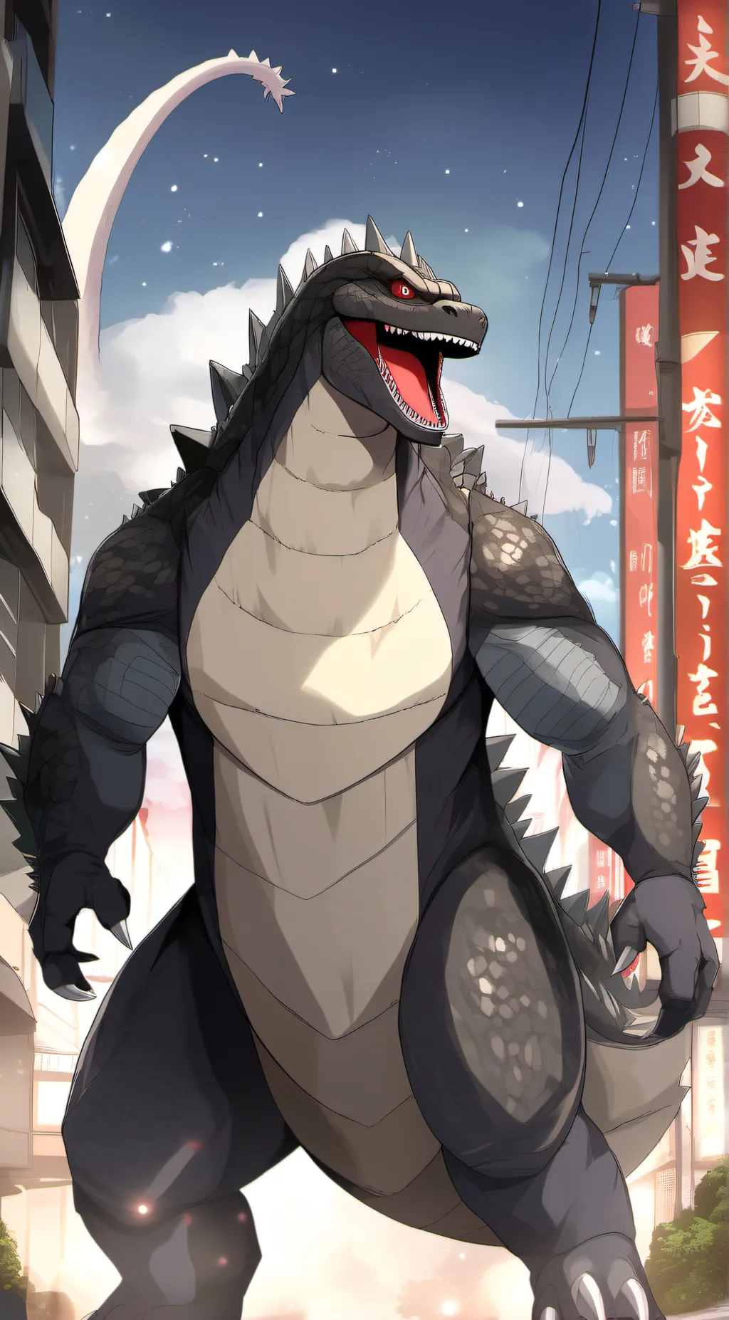 ai character: 7 gojiras background