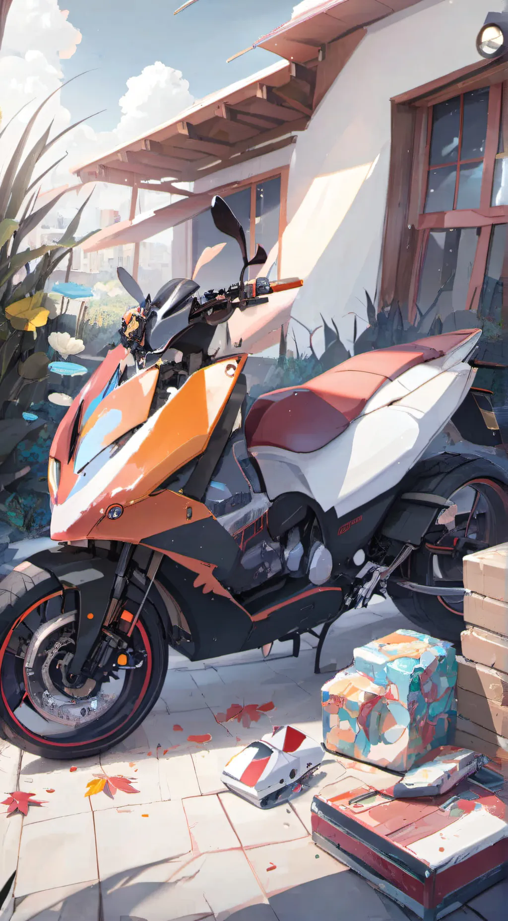 ai character: motercycle background