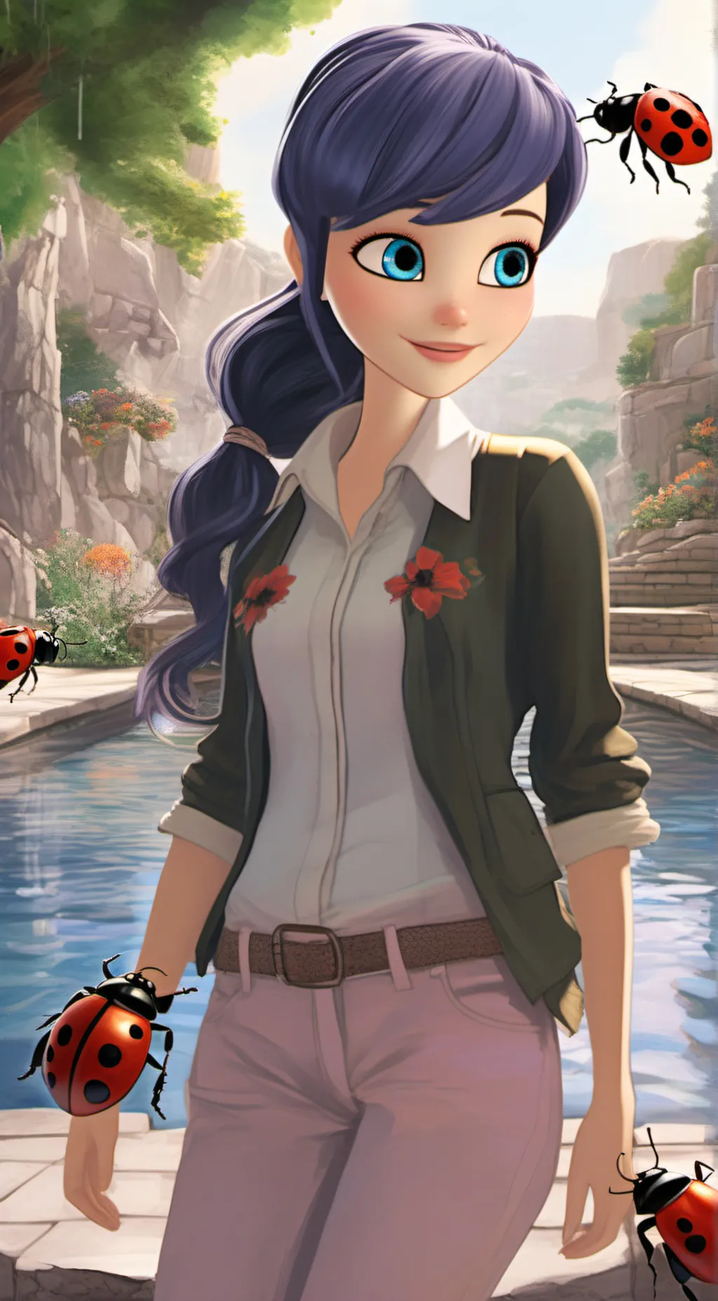 ai character: Marinette  background