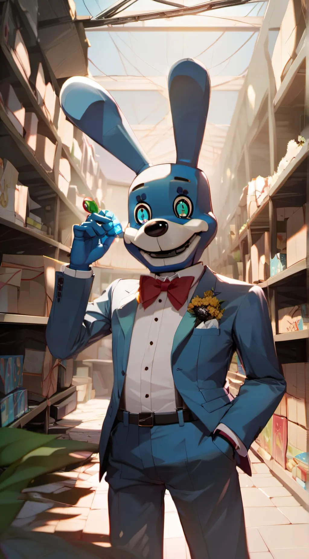 ai character: Toy bonnie  background