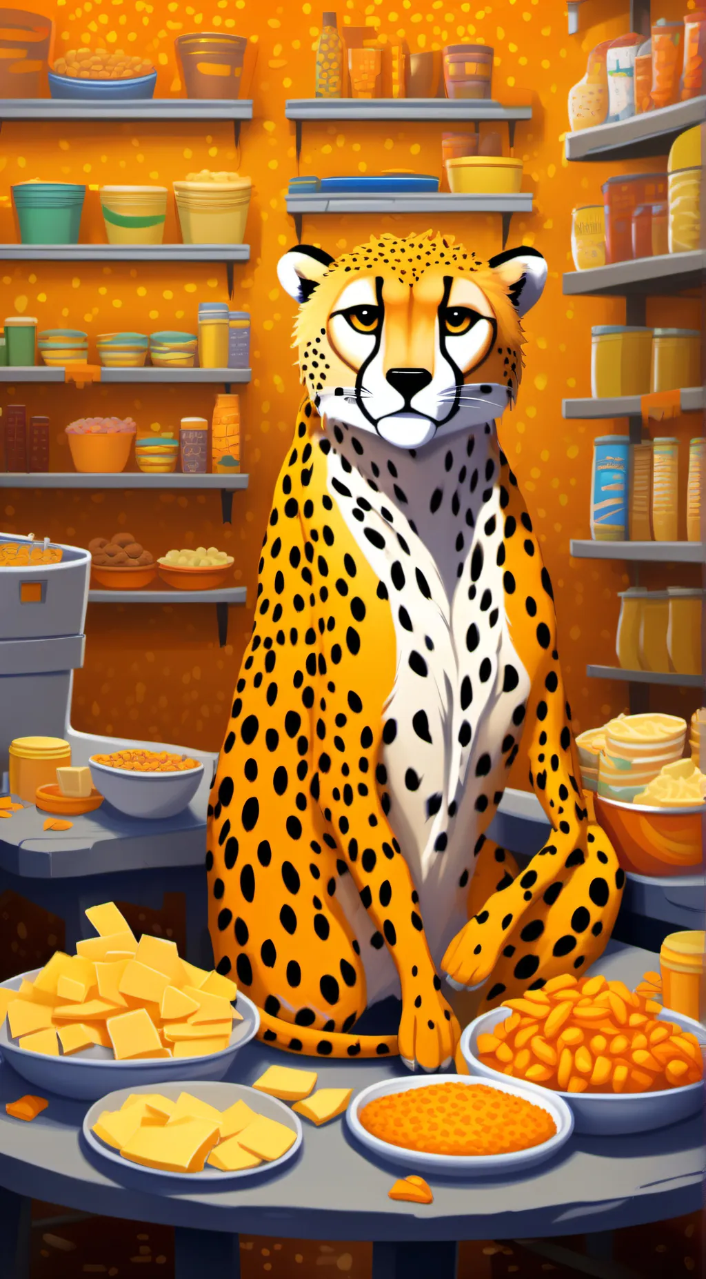 ai character: Chester Cheetah  background