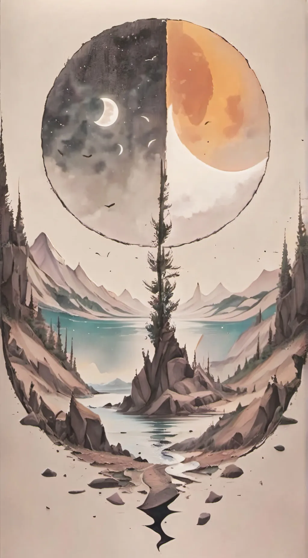 ai character: Sun and moon! background