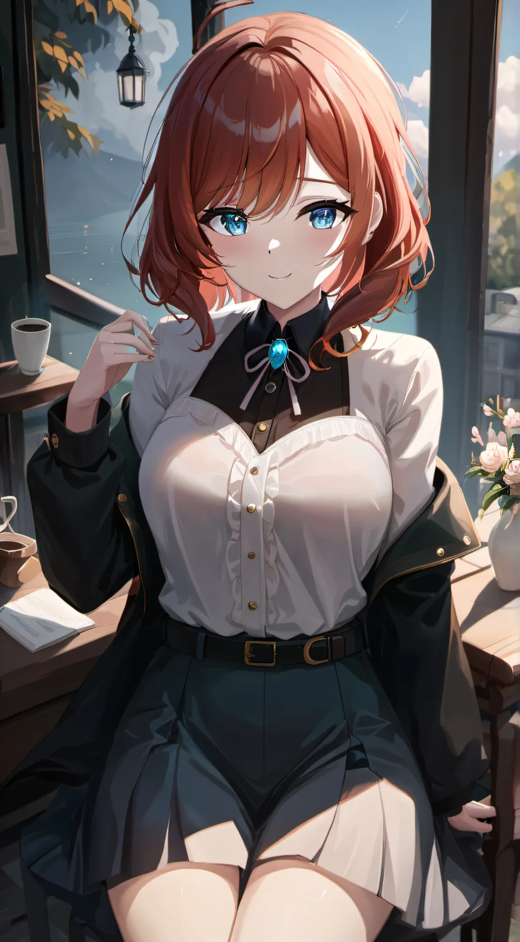 ai character: tv woman  background